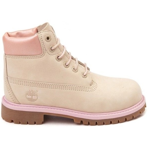 LIKE NEW! TIMBERLAND Waterproof Heritage Boots in Pink & Beige - Picture 2 of 12